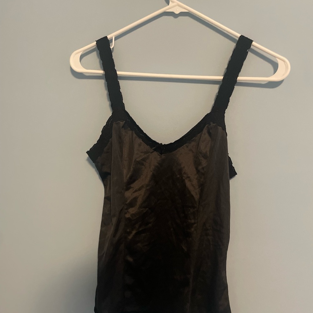 Elegant Black Satin Chemise